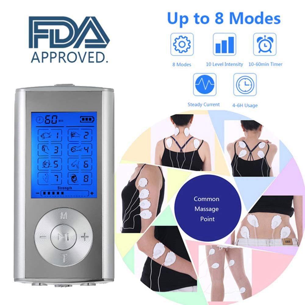 fda cleared ireliev tens unit + ems 14 therapy modes, premium pain relief  and recovery system, rechargeable, large back lit display, large and small